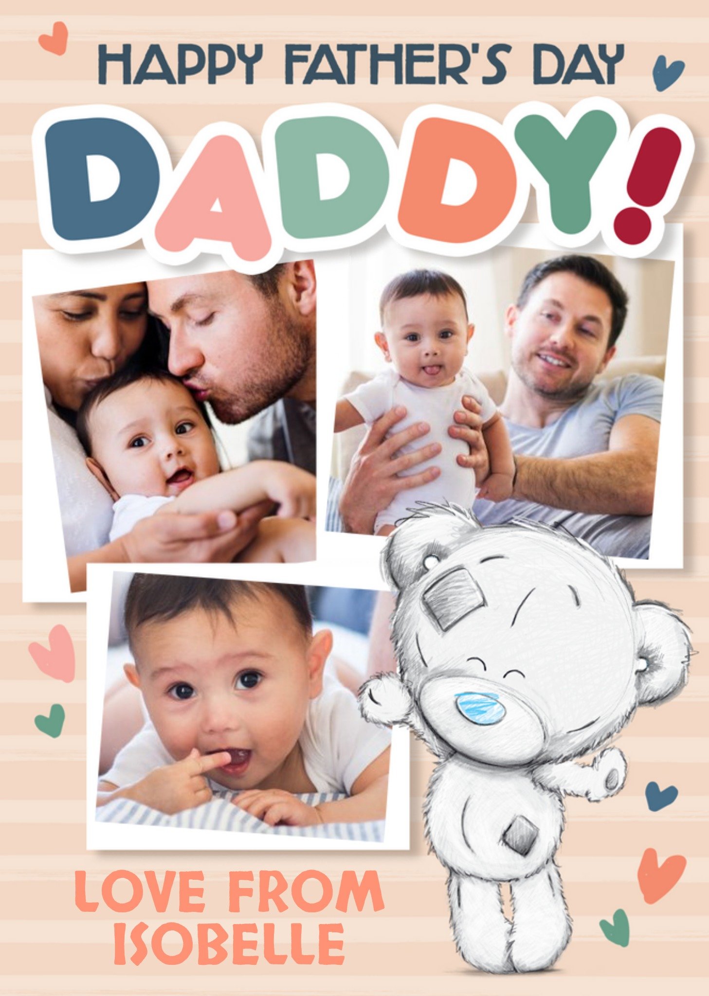 Tiny Tatty Teddy Illustration 3 Photo Upload Father's Day Card Ecard