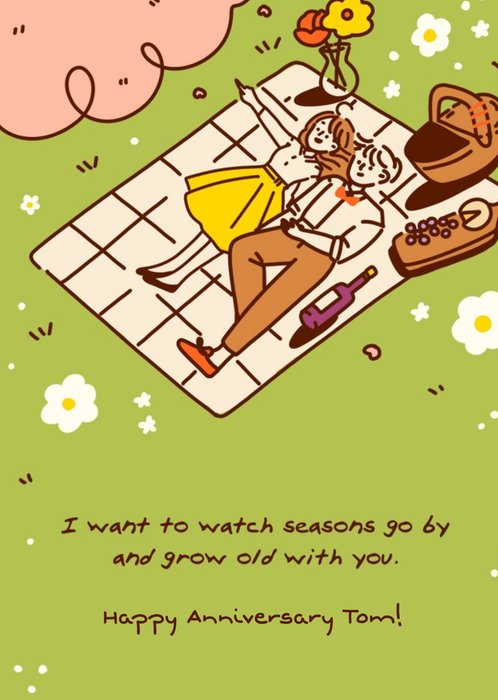 Illustrated Picnic Watch The Seasons Anniversary Card