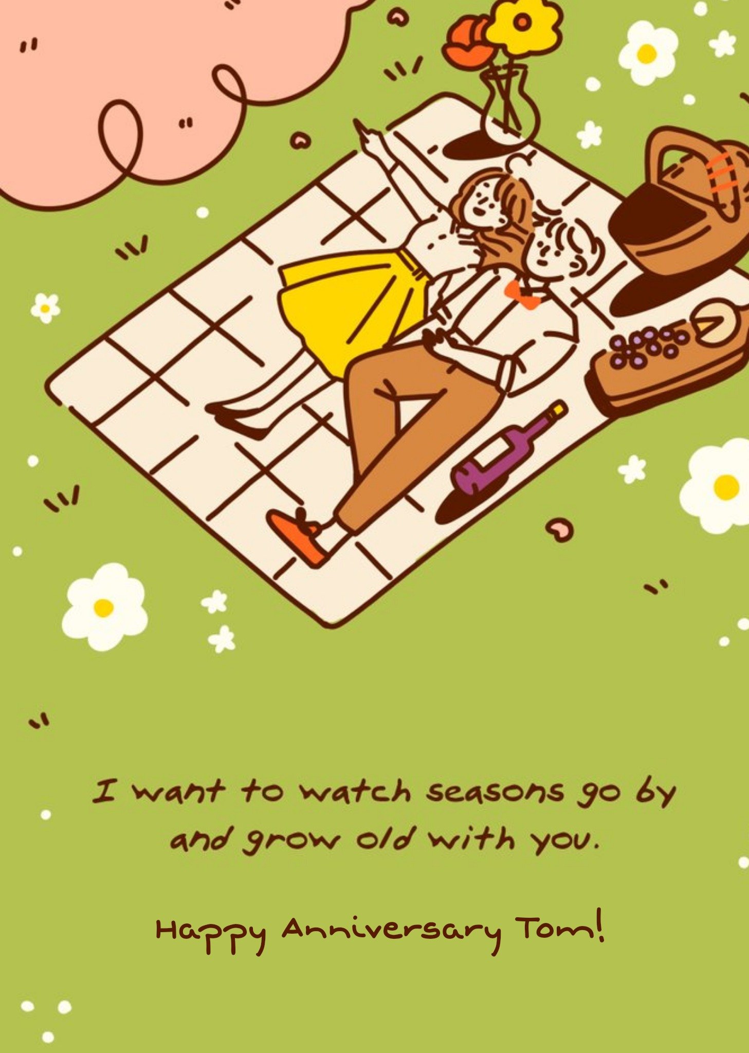 Illustrated Picnic Watch The Seasons Anniversary Card Ecard