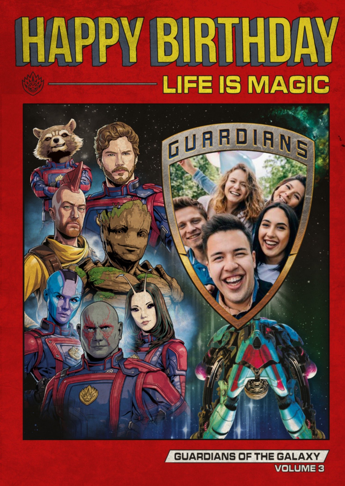 Marvel Guardians Of The Galaxy 3 Photo Upload Birthday Card, Large