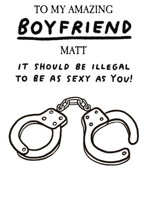 Illustration Of A Pair Of Handcuffs Humorous Boyfriend&rsquo;s Birthday Card