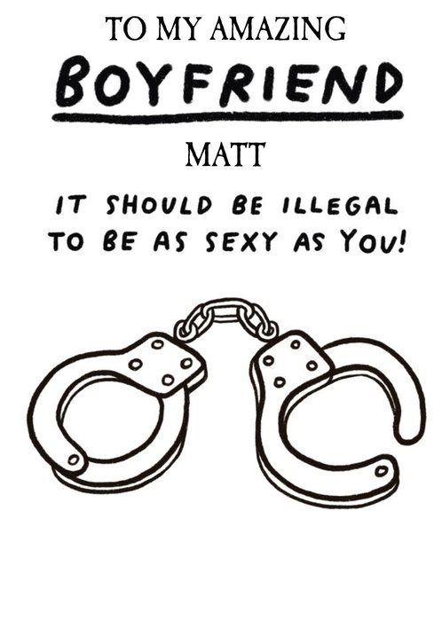 Illustration Of A Pair Of Handcuffs Humorous Boyfriend's Birthday Card