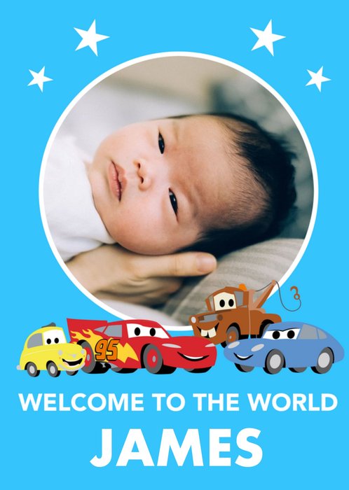 Disney Cars Welcome To The World Photo upload New Baby Card