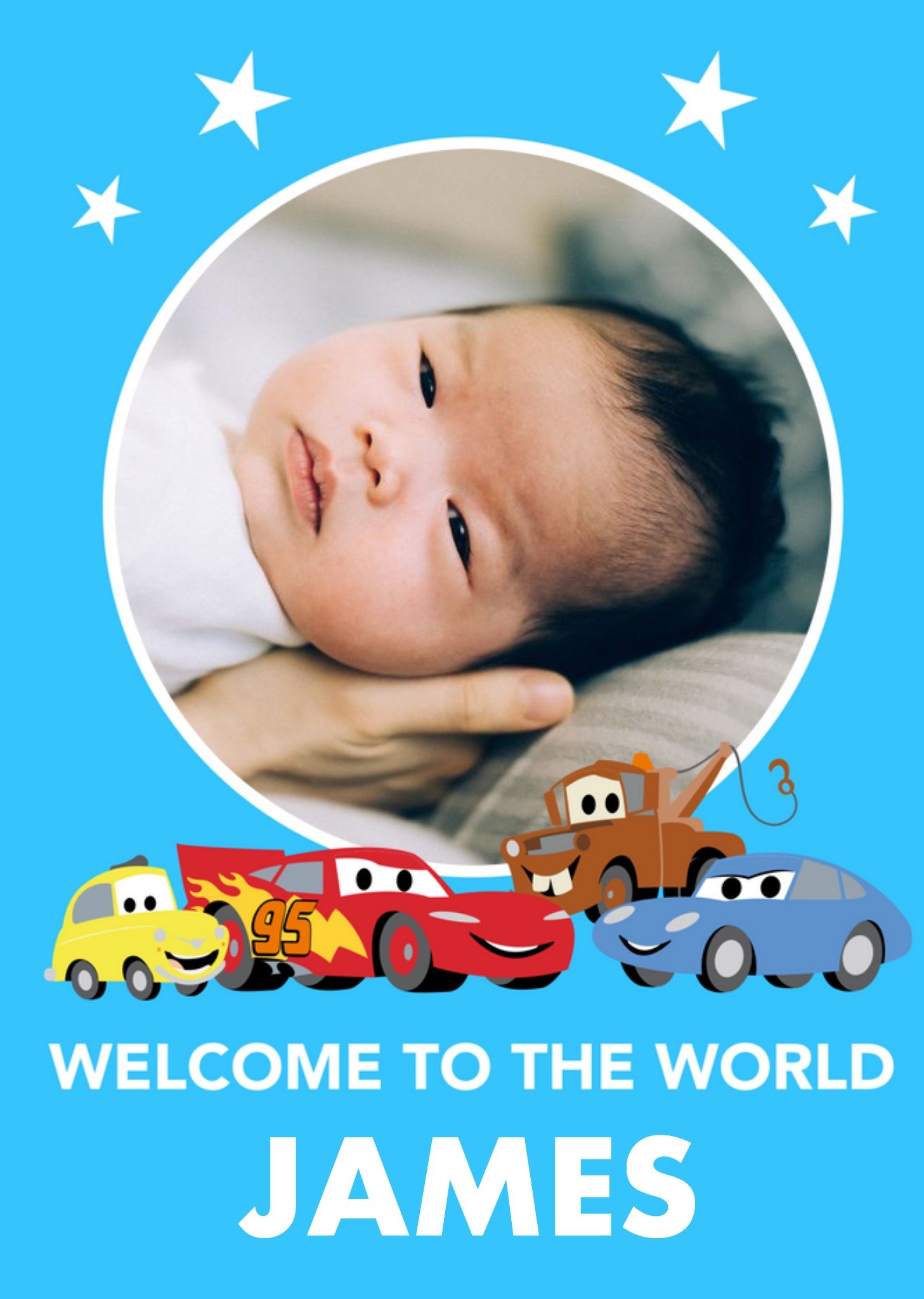 Disney Cars Welcome To The World Photo Upload New Baby Card, Large