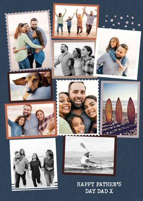 Modern Ten Photo Upload Collage Dad Father's Day Card