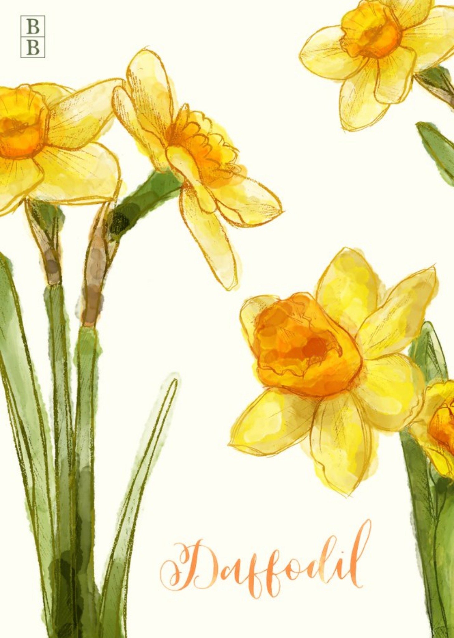 Moonpig Bright Yellow Daffodil Flowers Personalised Card, Large