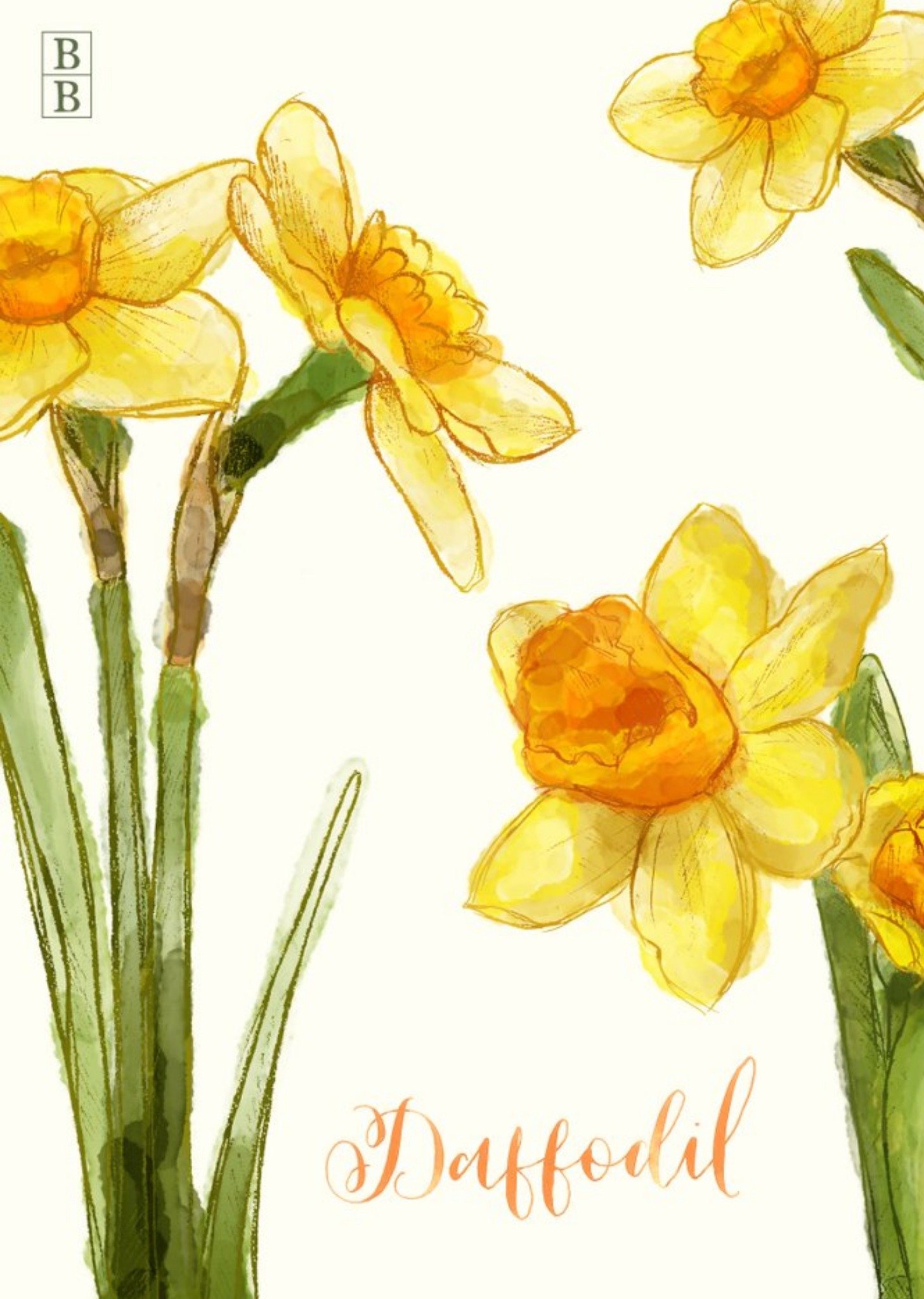 Bright Yellow Daffodil Flowers Personalised Card Ecard