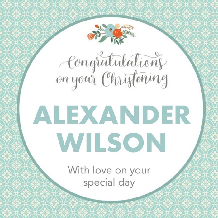 Mint Congratulations On Your Special Day Personalised Christening Card