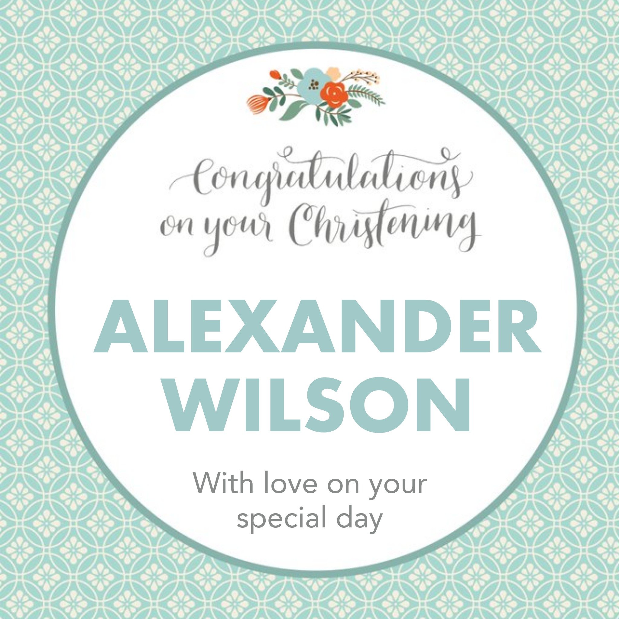 Mint Congratulations On Your Special Day Personalised Christening Card, Square