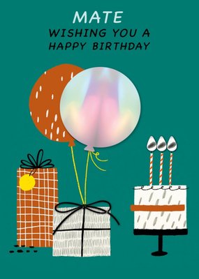 UK Greetings Carlton Cards Balloons Birthday Cake Friend Mate Card