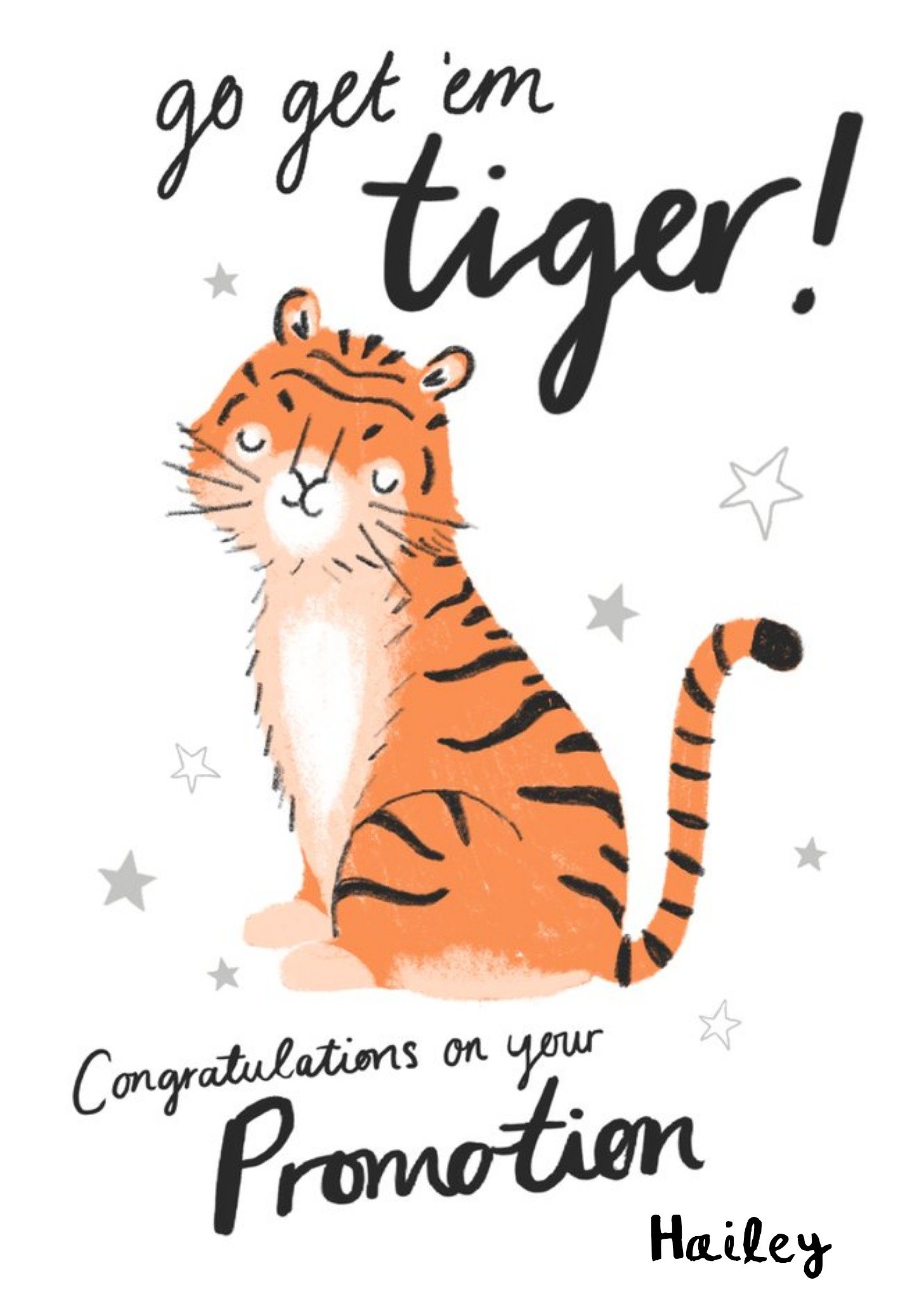 Millicent Venton Illustrated Tiger. Congratulations On Your Promotion Card Ecard