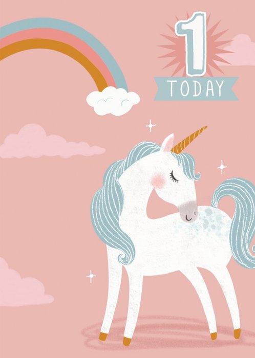 Unicorn 1st Birthday Card