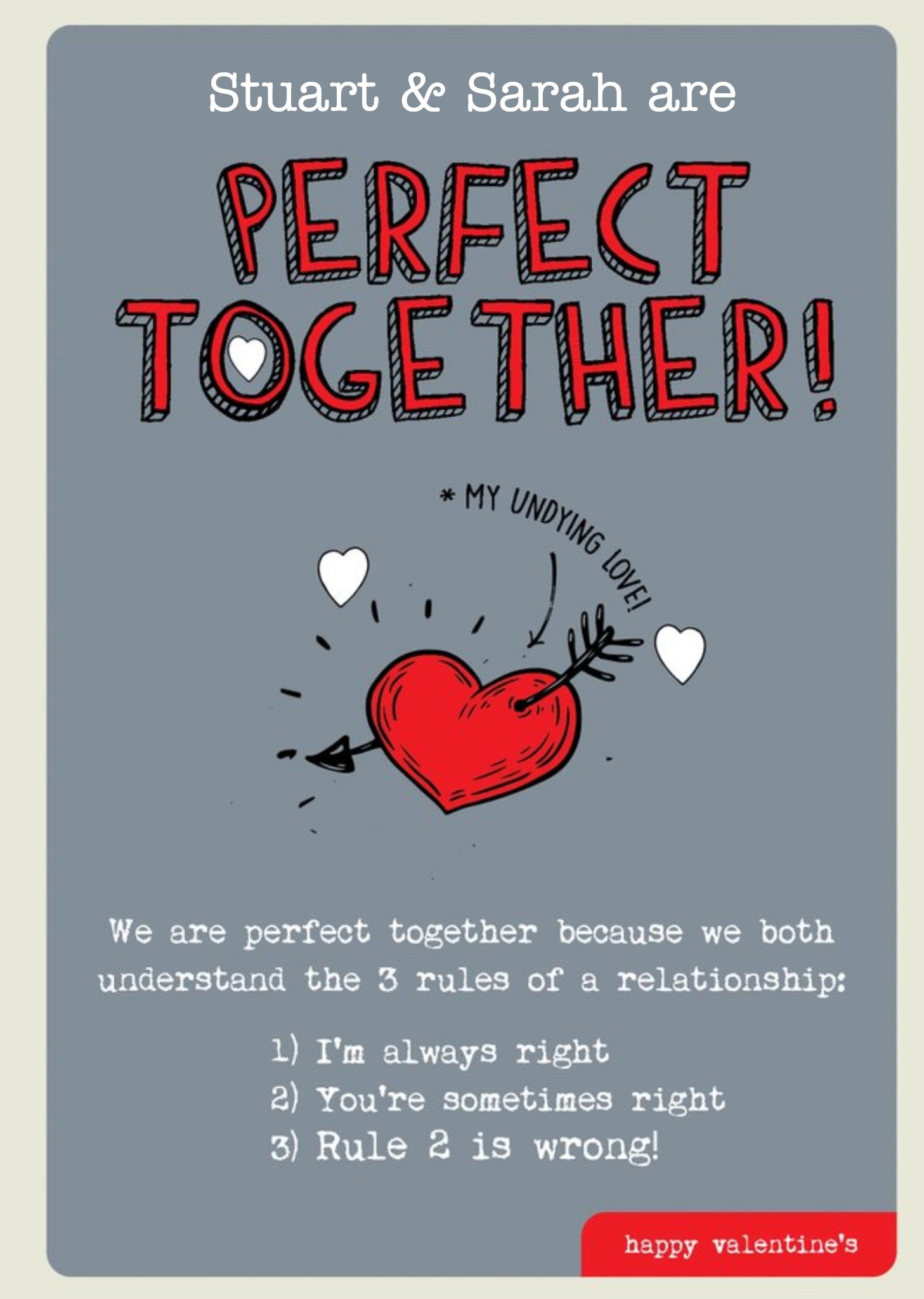 Moonpig Perfect Together Funny Couple Valentines Day Card, Large