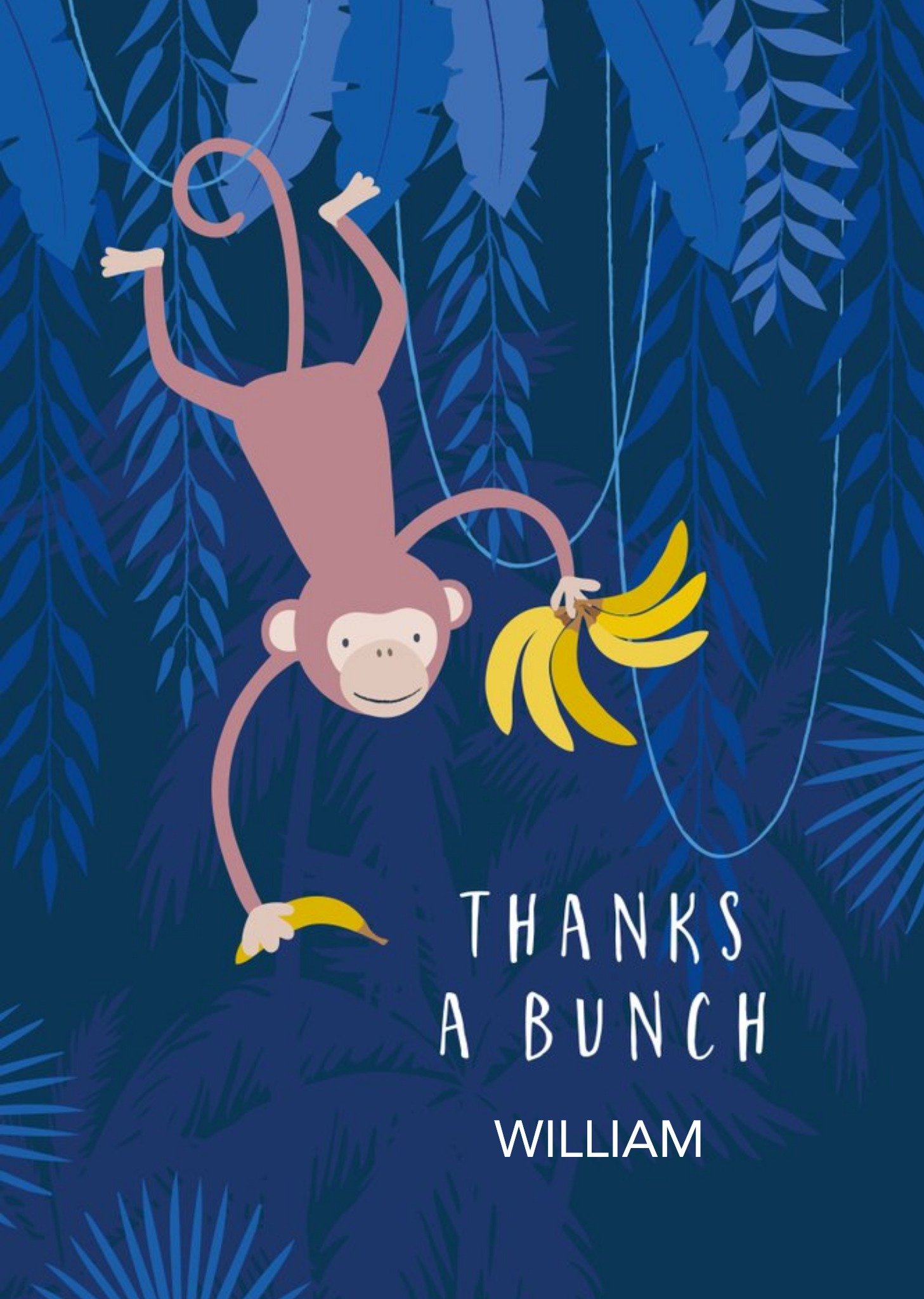 Blue Monkey Thank You Card