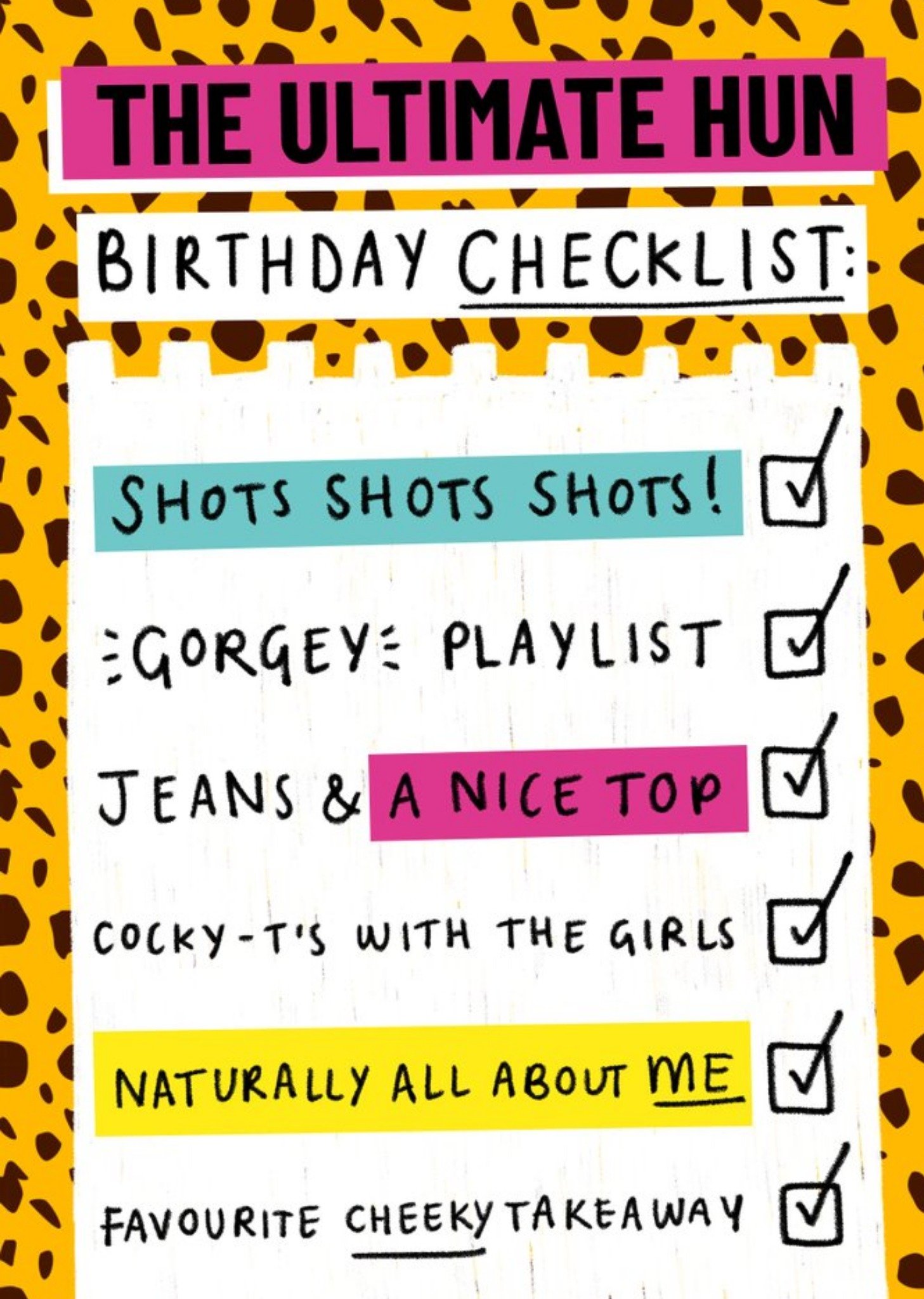 Moonpig Hunsnet The Ultimate Hun Birthday Checklist Card Ecard
