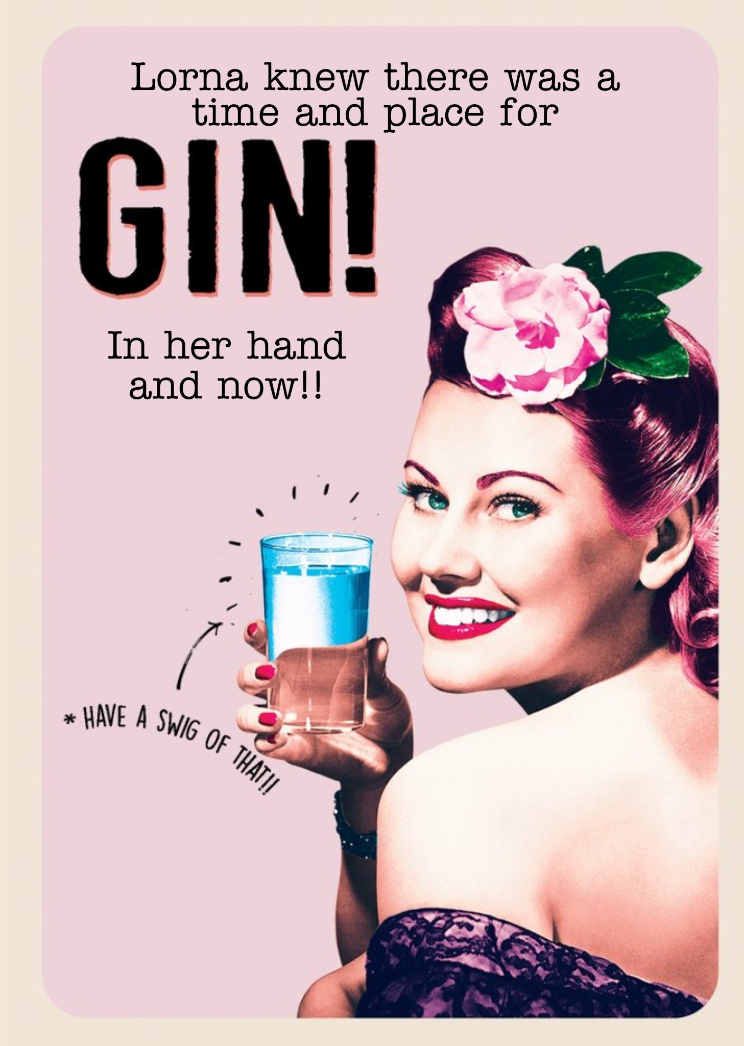 Moonpig A Time And Place For Gin Personalised Birthday Card, Large
