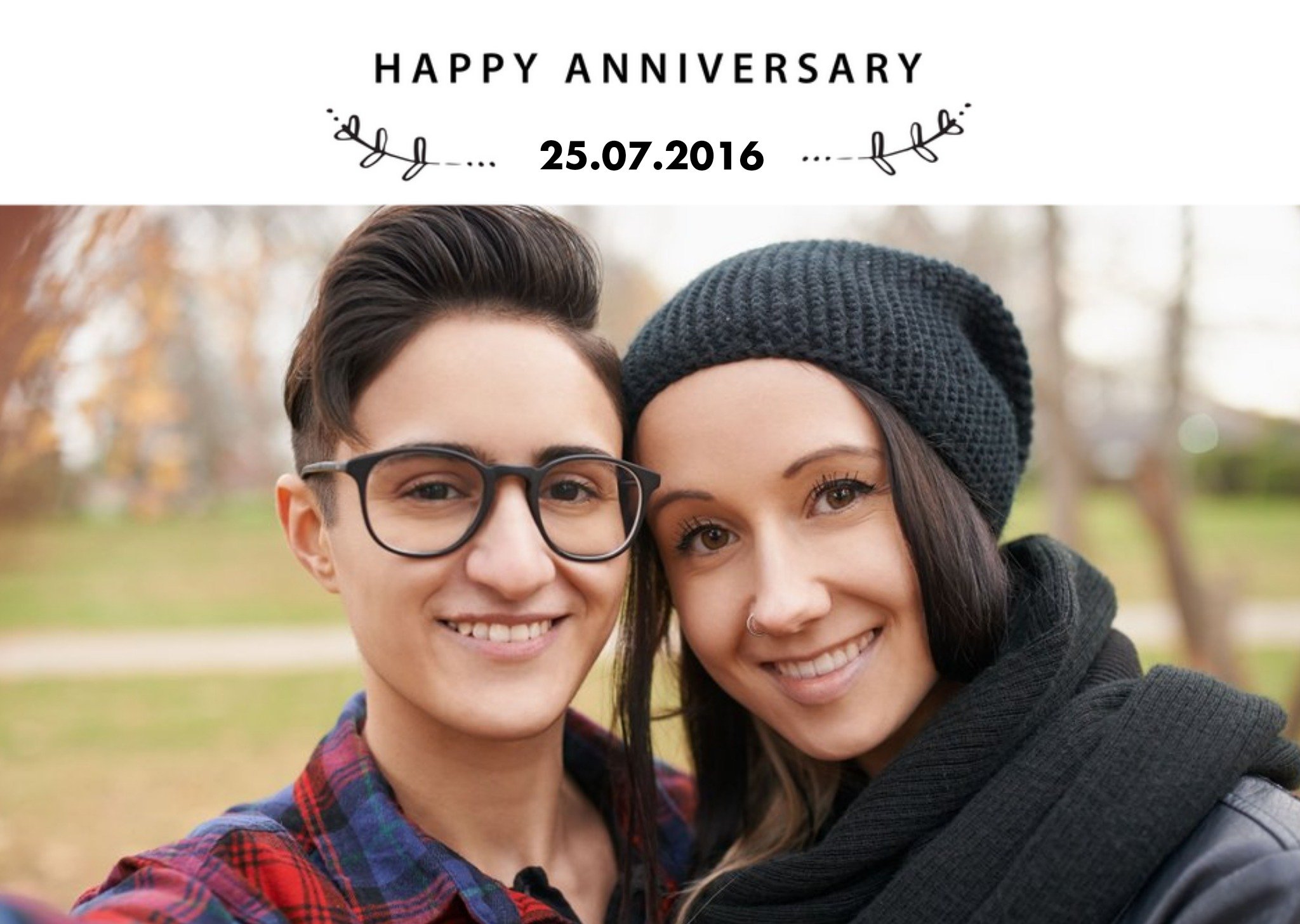 Happy Anniversary Photo Upload Card - Partner - Same Sex - LGBTQ+ Gay Lesbian Lgbt LGBTQ Ecard