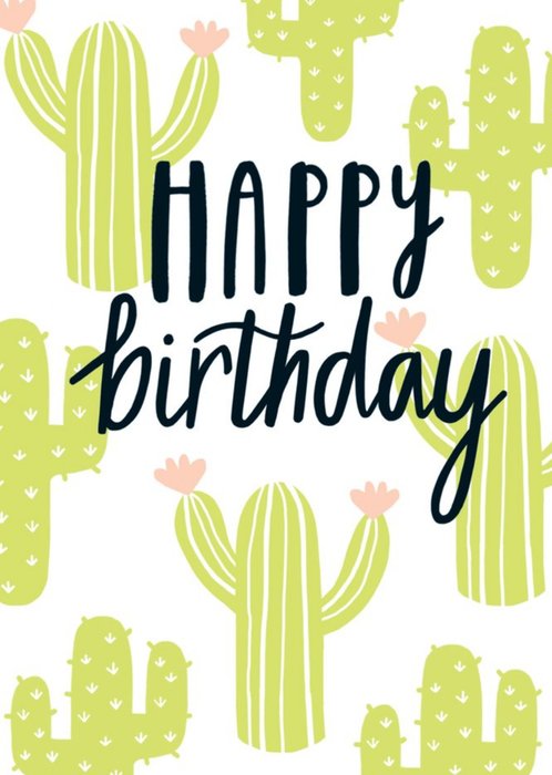 Abstract Cactus Happy Birthday Card