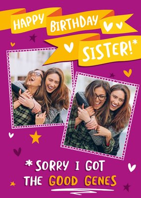 Banter! Funny Illustrated Photo Upload Typographic Sister Birthday Card