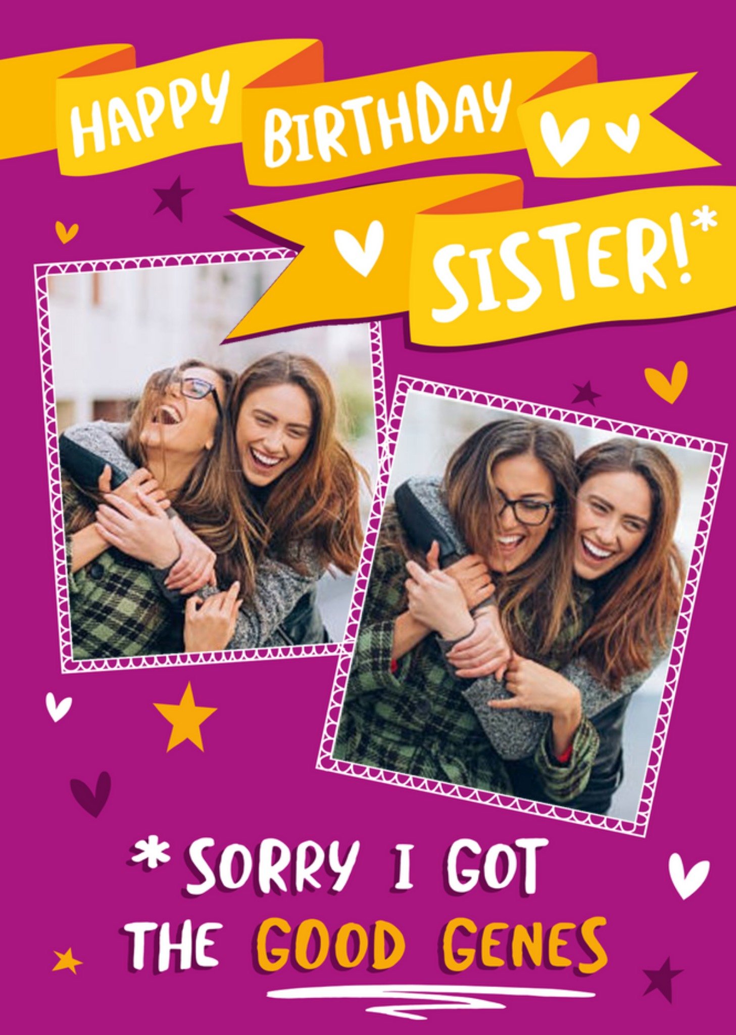 Banter Funny Illustrated Photo Upload Typographic Sister Birthday Card