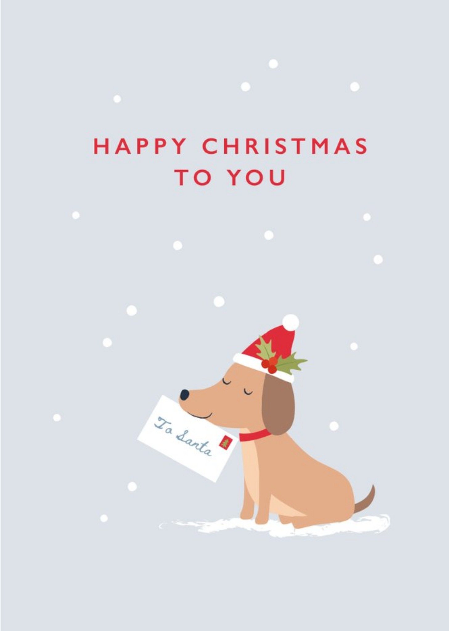 Cute Dog With A Letter To Santa Illustration Christmas Card Ecard