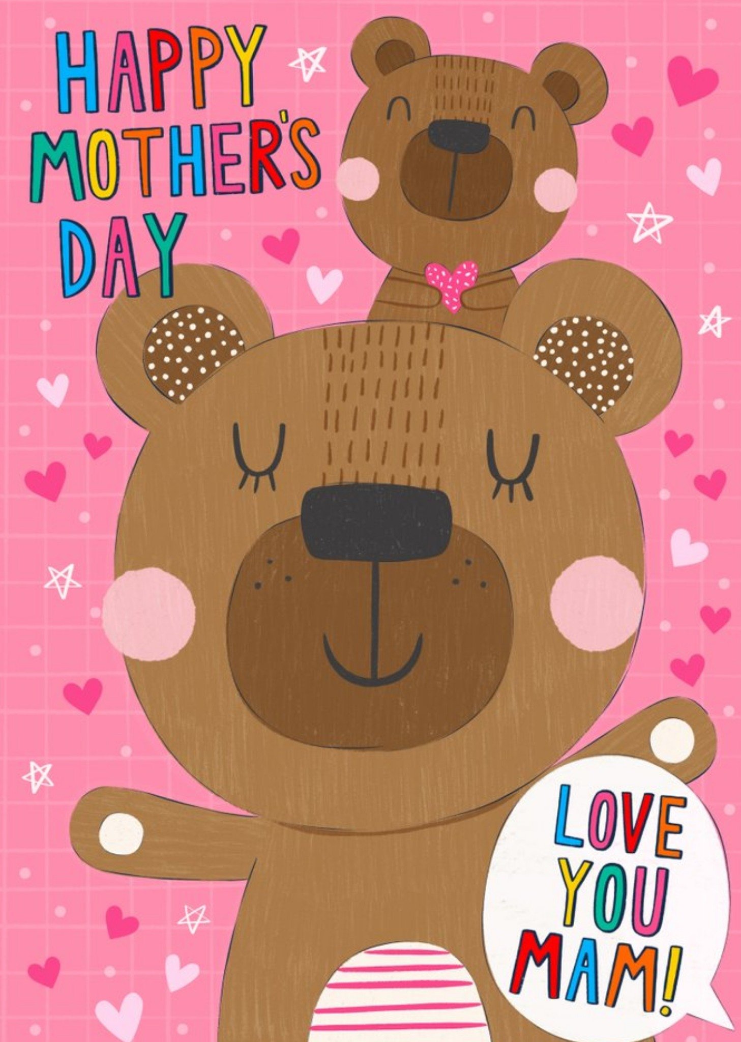 Moonpig Damien Barlow Cute Illustrated Bear Mother's Day Card Ecard