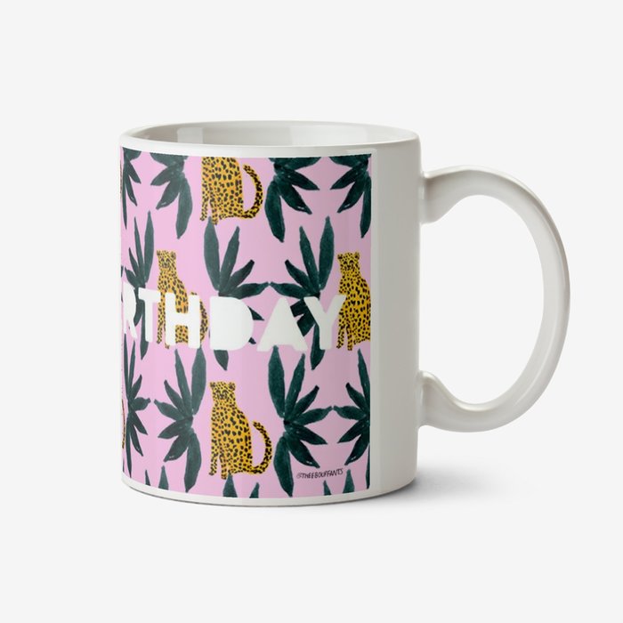 Modern Cheetah Pattern Happy Birthday Mug