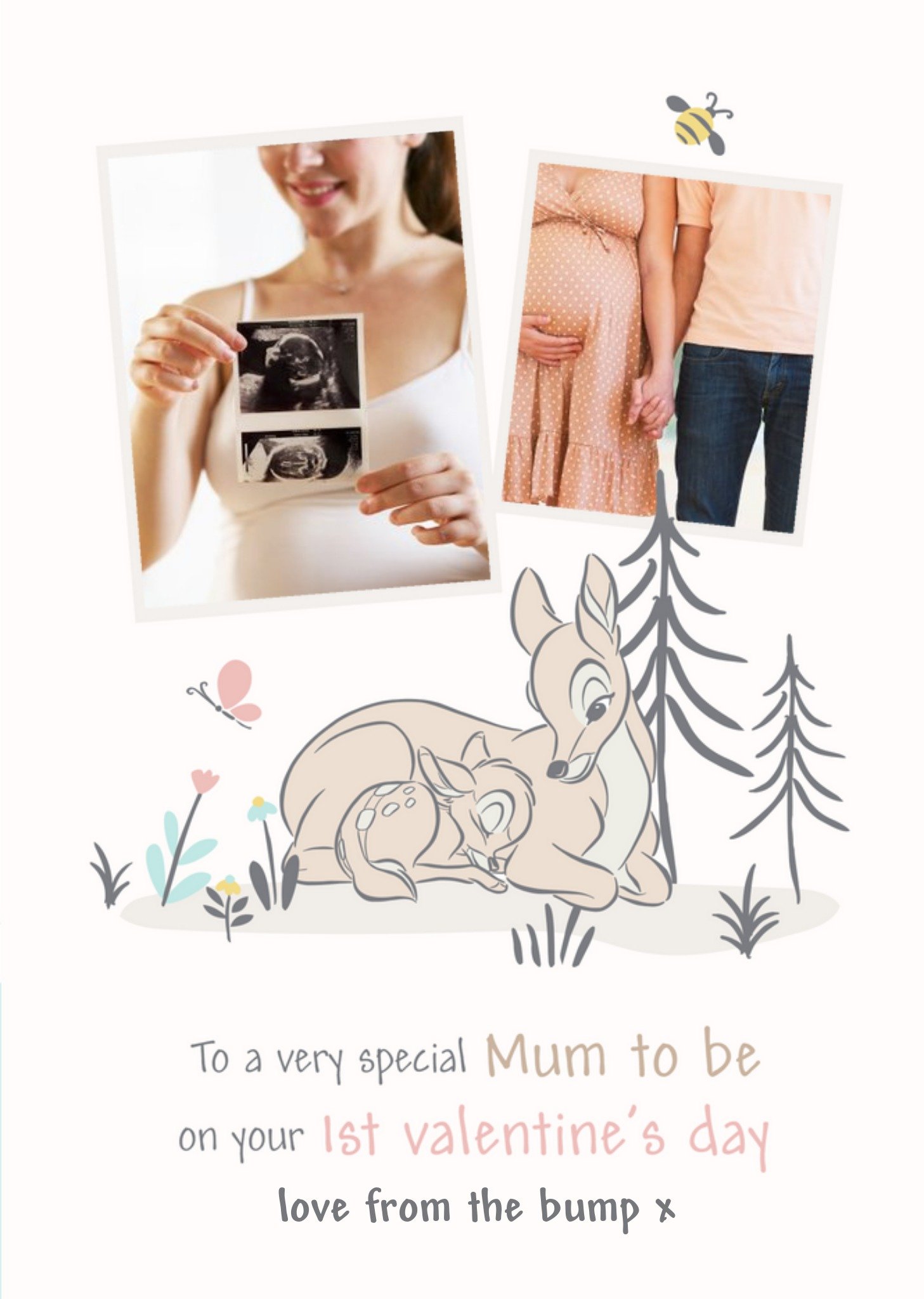 Disney Bambi From The Bump Photo Upload Valentine's Day Card, Large