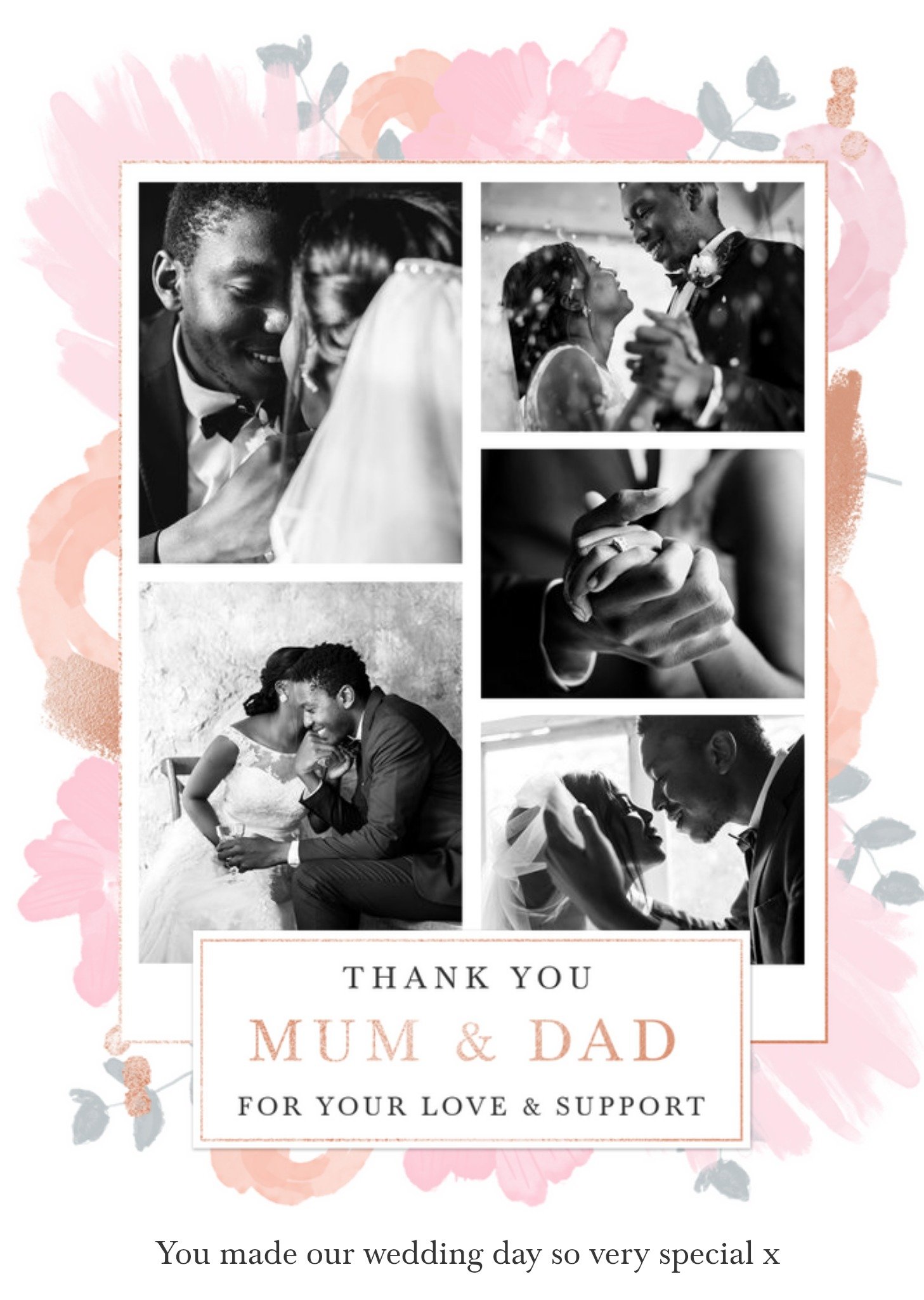 Moonpig Wedding Card - Thank You - Mum & Dad - For Your Love And Support - Photo Upload Ecard