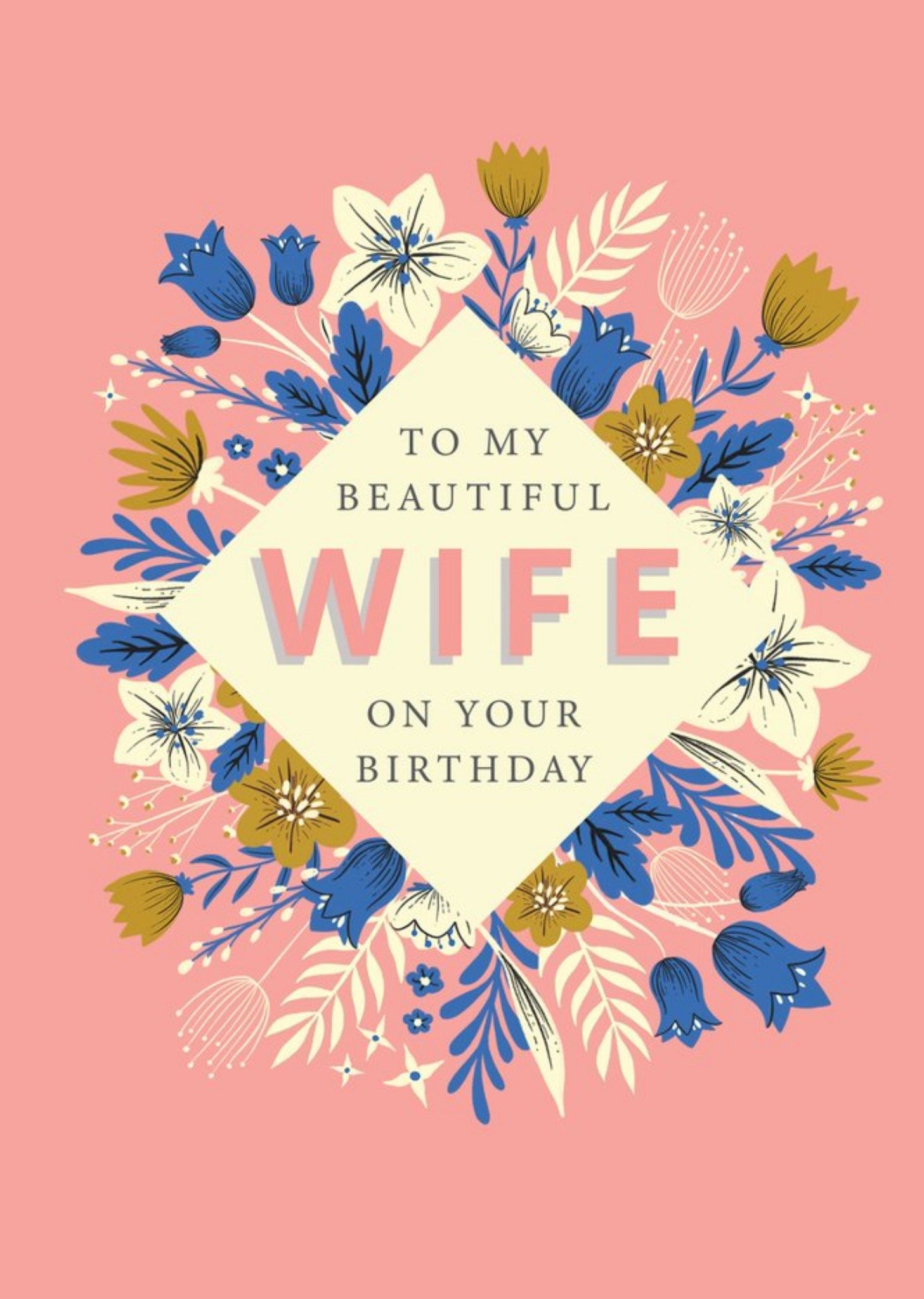 Floral Beautiful Wife Birthday Card Ecard