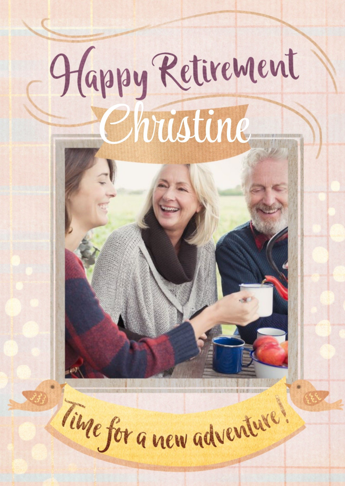 Happy Retirement Photo Upload Typographic Design Card Ecard