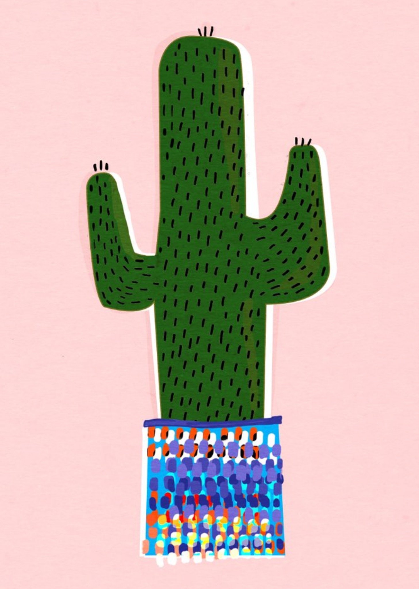 Graphic Cactus Plant Greetings Card Ecard