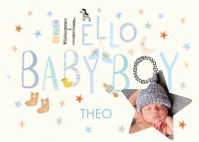Clintons Hello Baby Boy Photo Upload Card