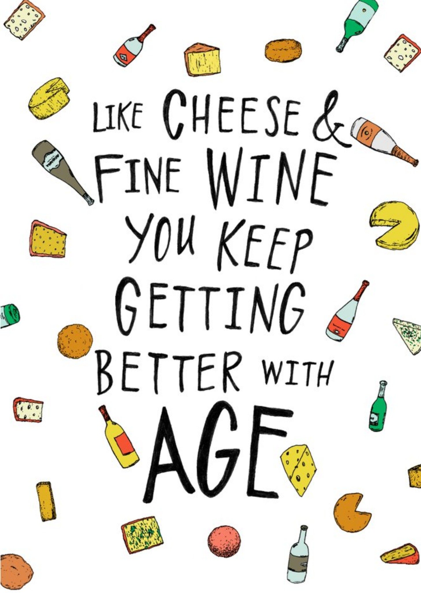Moonpig Cheese Wine Better With Age Birthday Card, Large