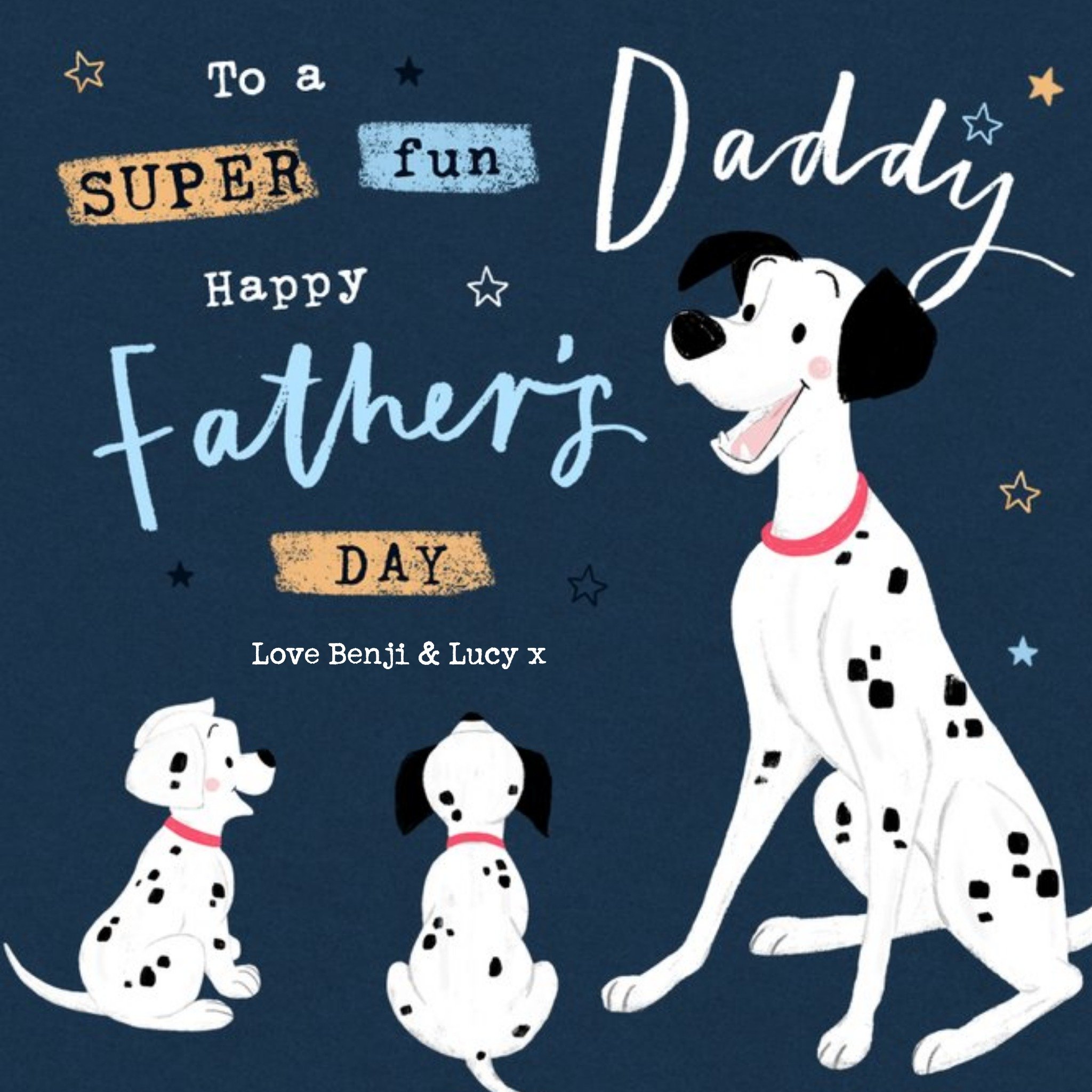 Super Fun Daddy Father's Day Card From The Kids - Disney 101 Dalmatians Illustration, Square