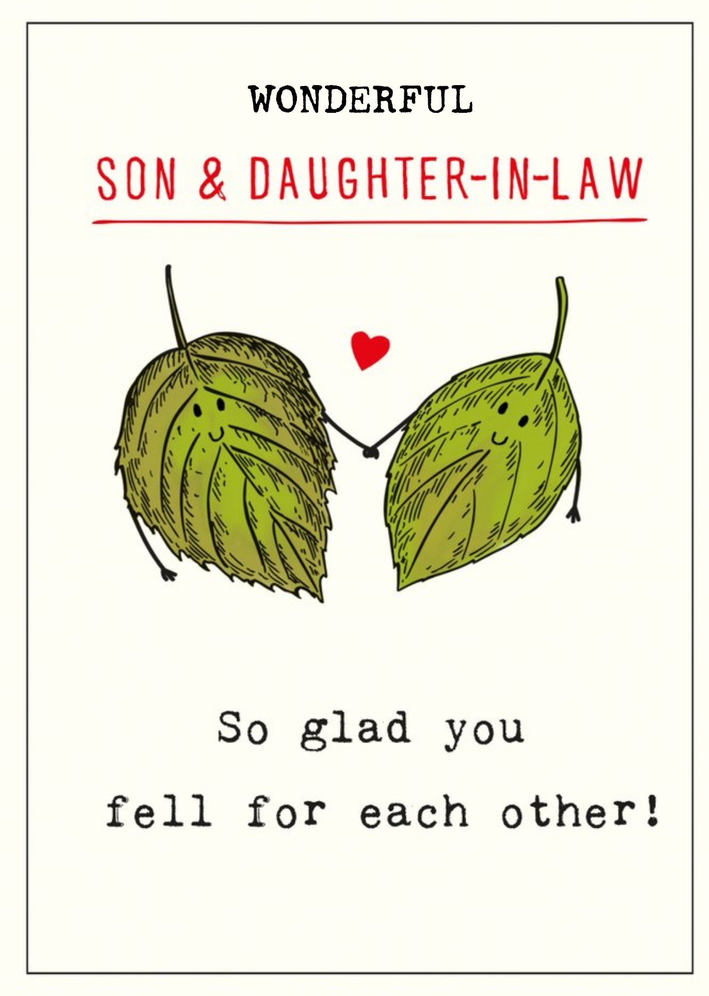 Cute Illustrative Smiling Leaves Son & Daughter-In-Law Anniversary Card