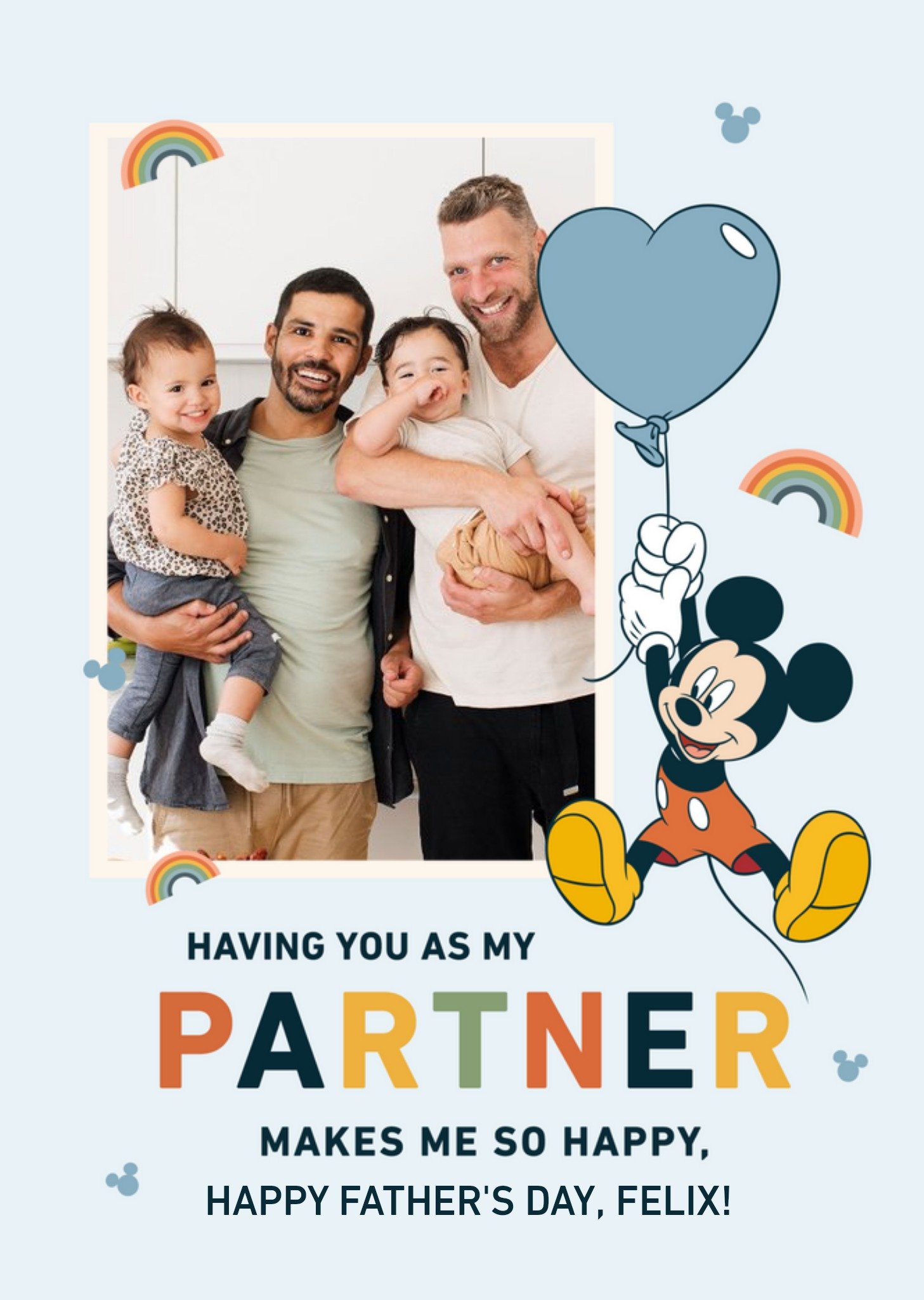 Disney Mickey Mouse Partner Photo Upload Father's Day Card Ecard