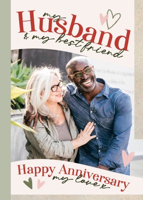 Adoring My Husband My Best Friend Photo Upload Anniversary Card