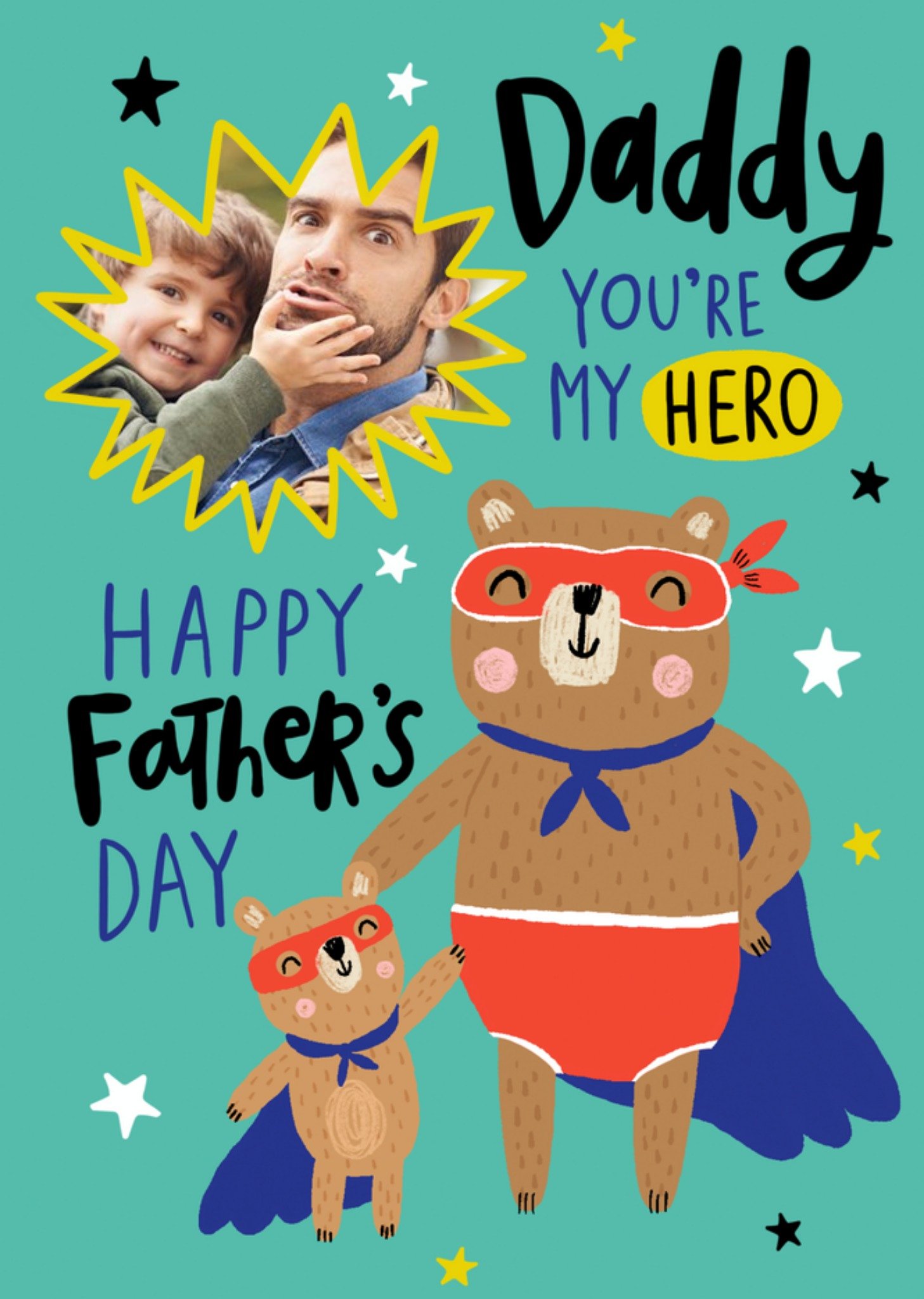 Illustrated Cute Daddy Youre My Hero Happy Fathers Day Card Ecard