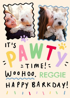 Pawty Time Photo Upload For The Dog Birthday Card