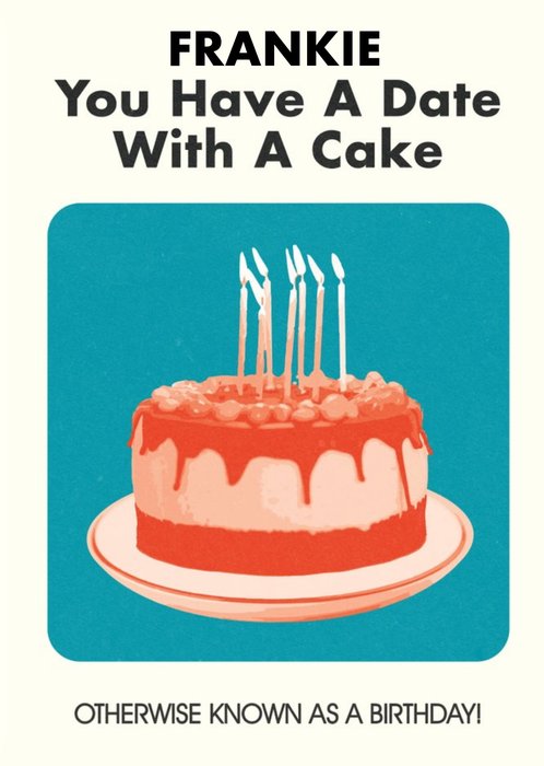 UKG Illustration Cake Candles Retro Date Funny Birthday Card