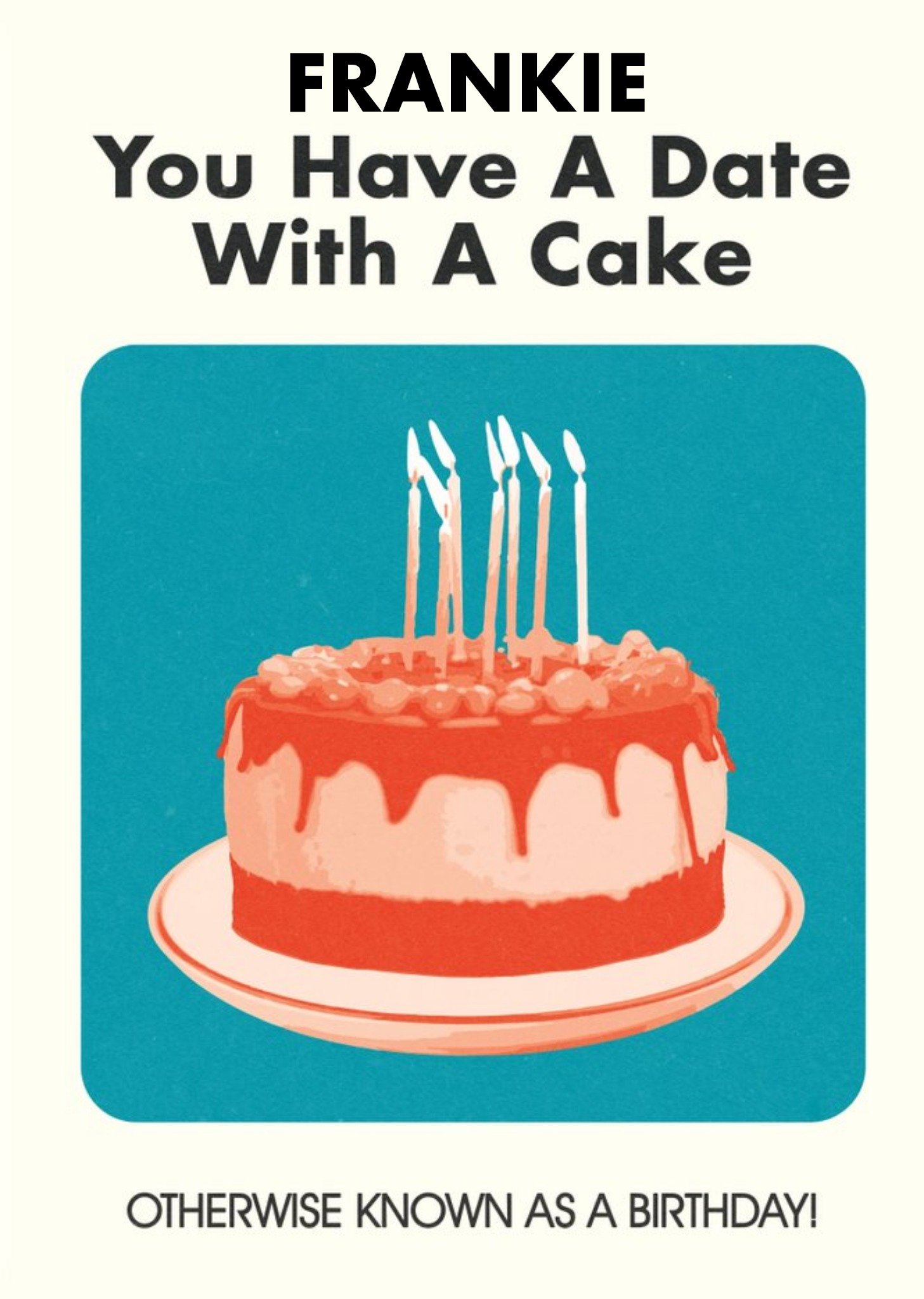Moonpig Ukg Illustration Cake Candles Retro Date Funny Birthday Card Ecard
