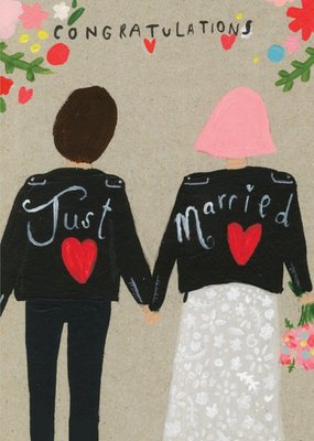 Cute Congratulations Just Married Wedding Card