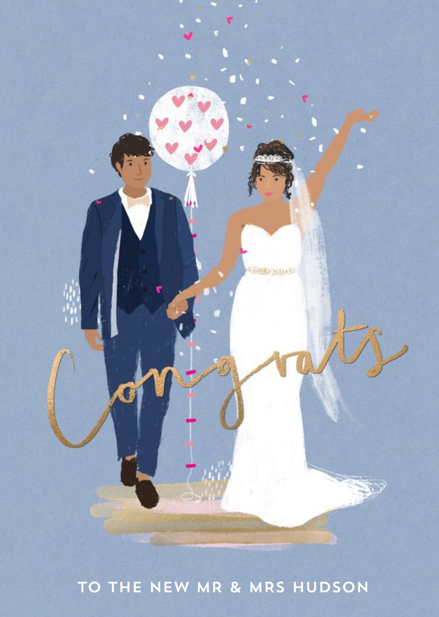 Moonpig Wedding Card - Congrats - The New Mr And Mrs, Large