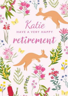 Klara Hawkins Illustrated Flowers Retirement Animals Australia Card