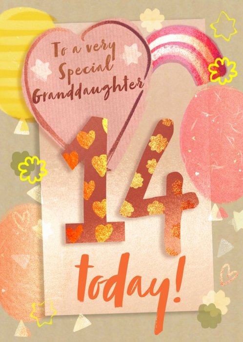 To A Very Special Granddaughter 14 Today age Birthday Card