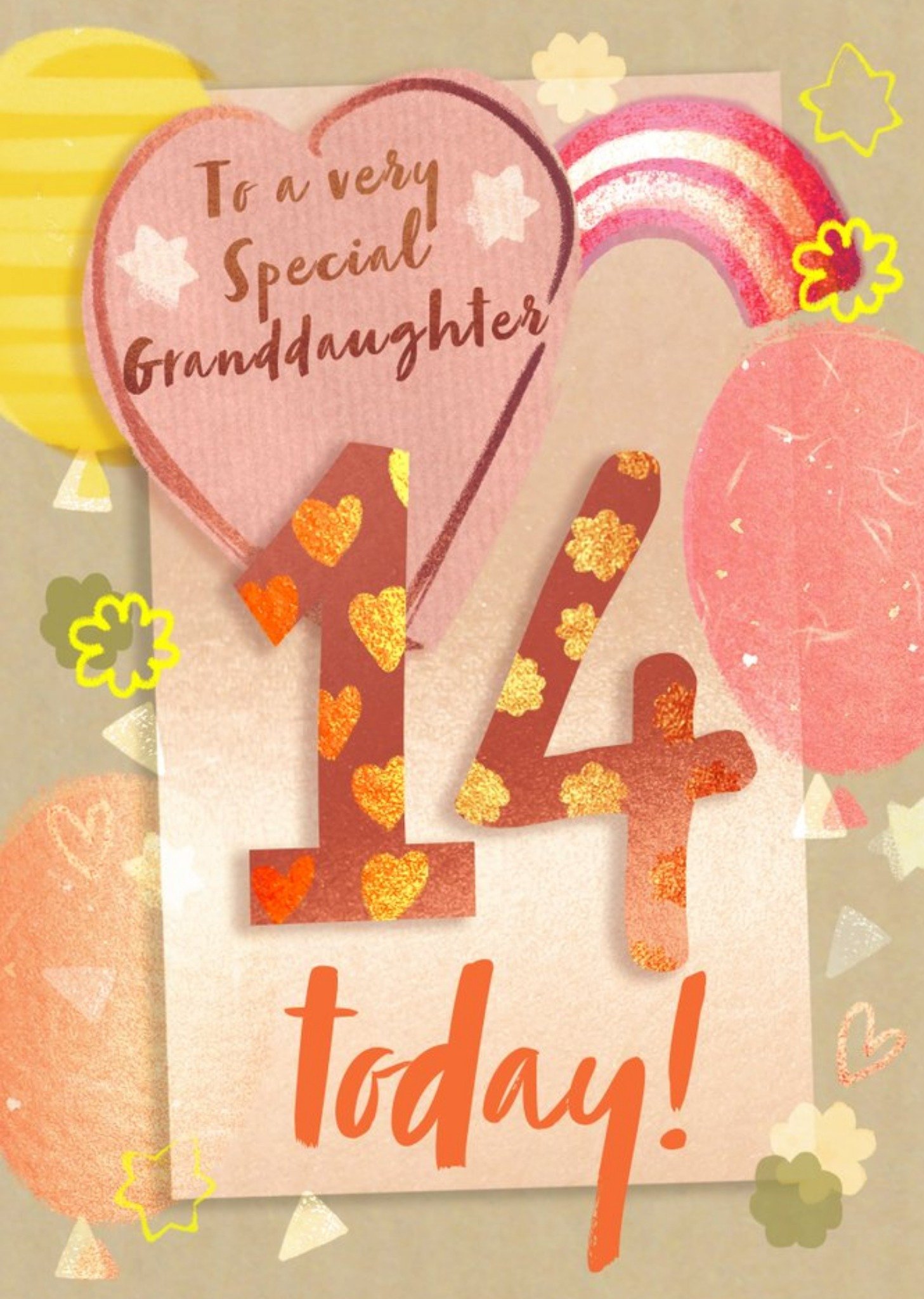 To A Very Special Granddaughter 14 Today Age Birthday Card Ecard