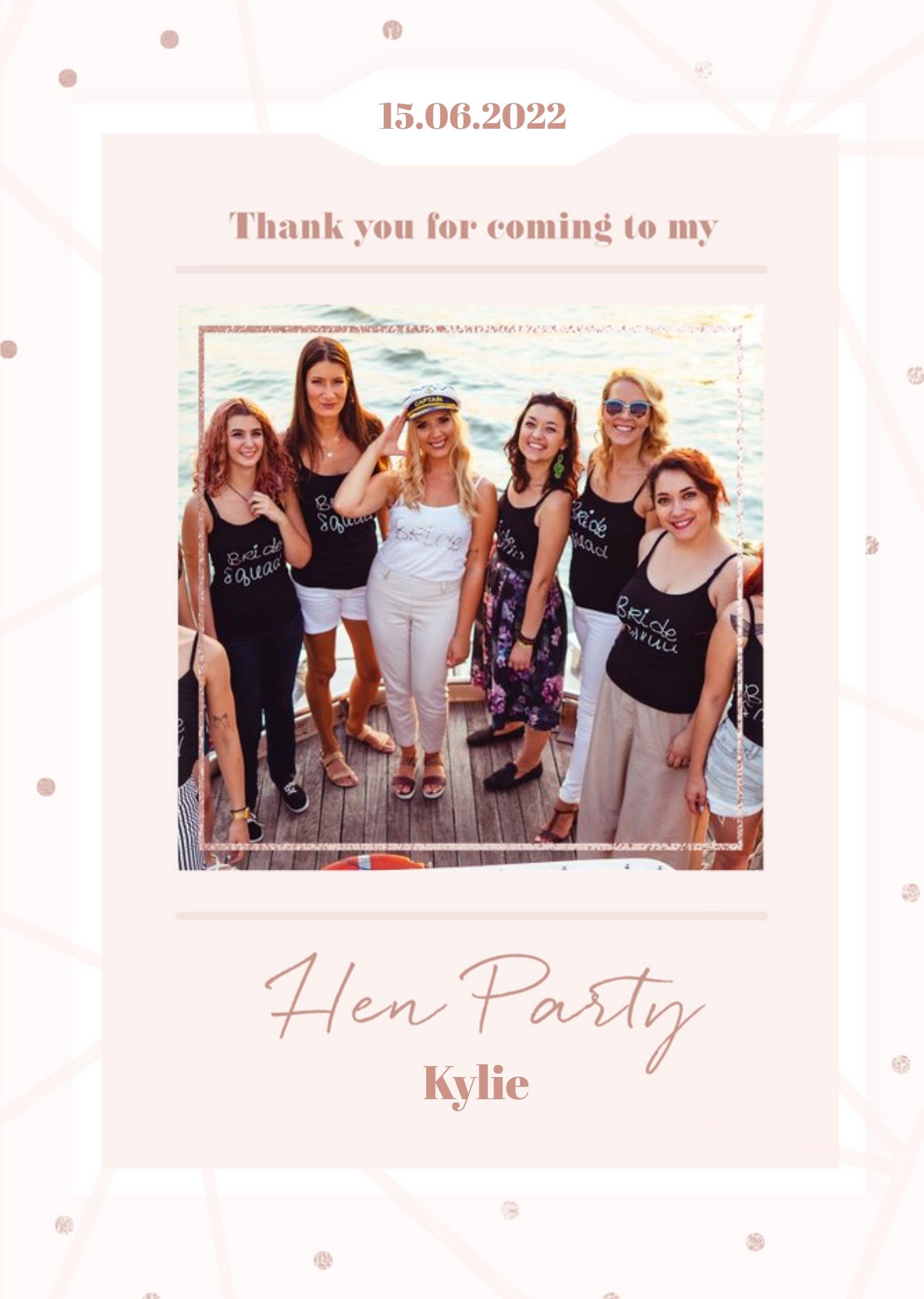 Moonpig Thank You For Coming To My Hen Party Photo Upload Wedding Thank You Card, Large