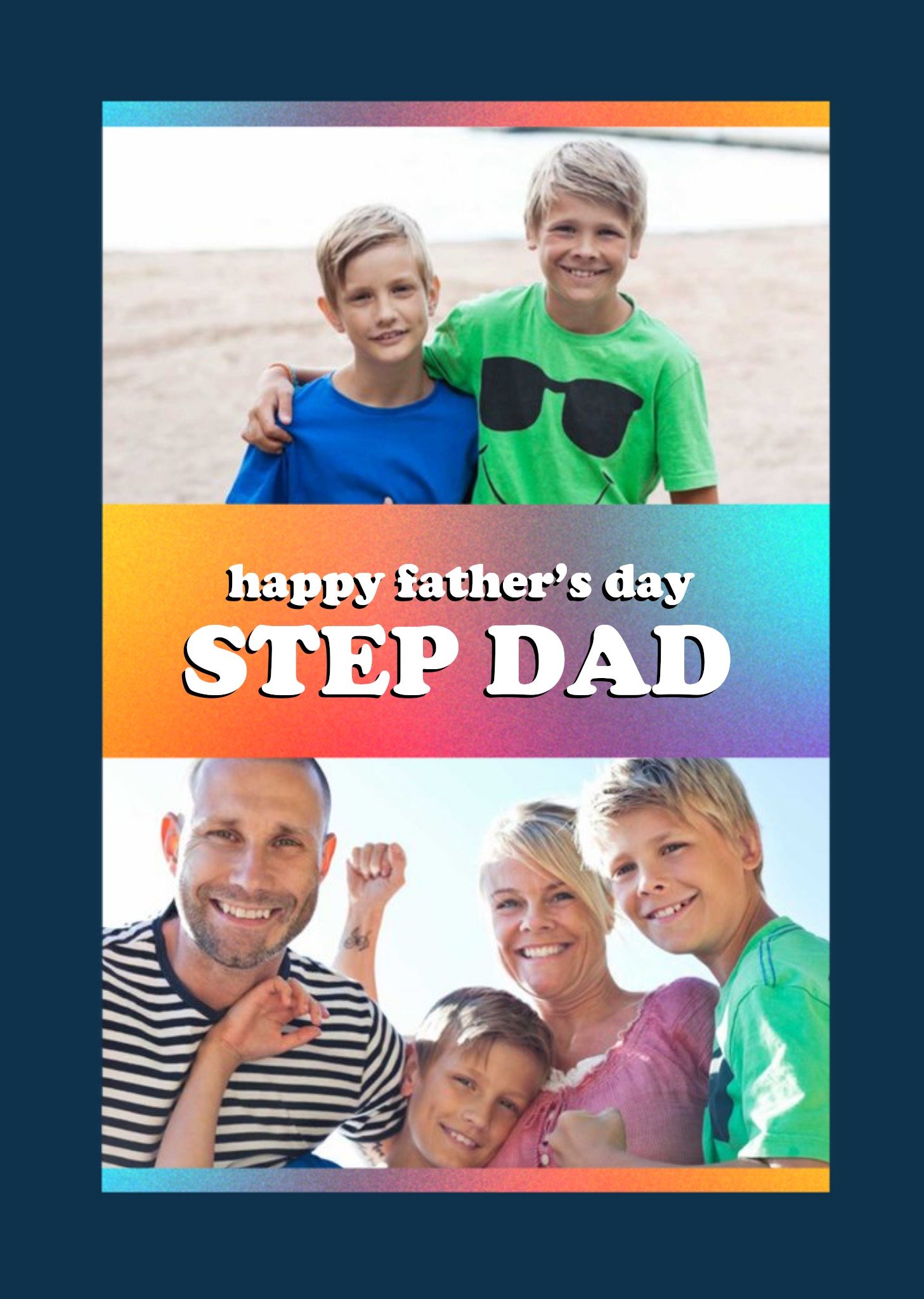 Retro Typography And Photo Frames With A Blue Border Father's Day Photo Upload Card Ecard