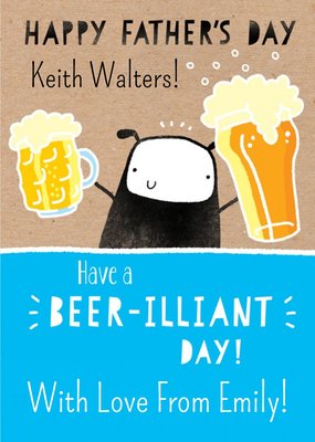 Cute Illustration of a Sheep Holding Beers Beer Illiant Day Personalised Fathers Day Card